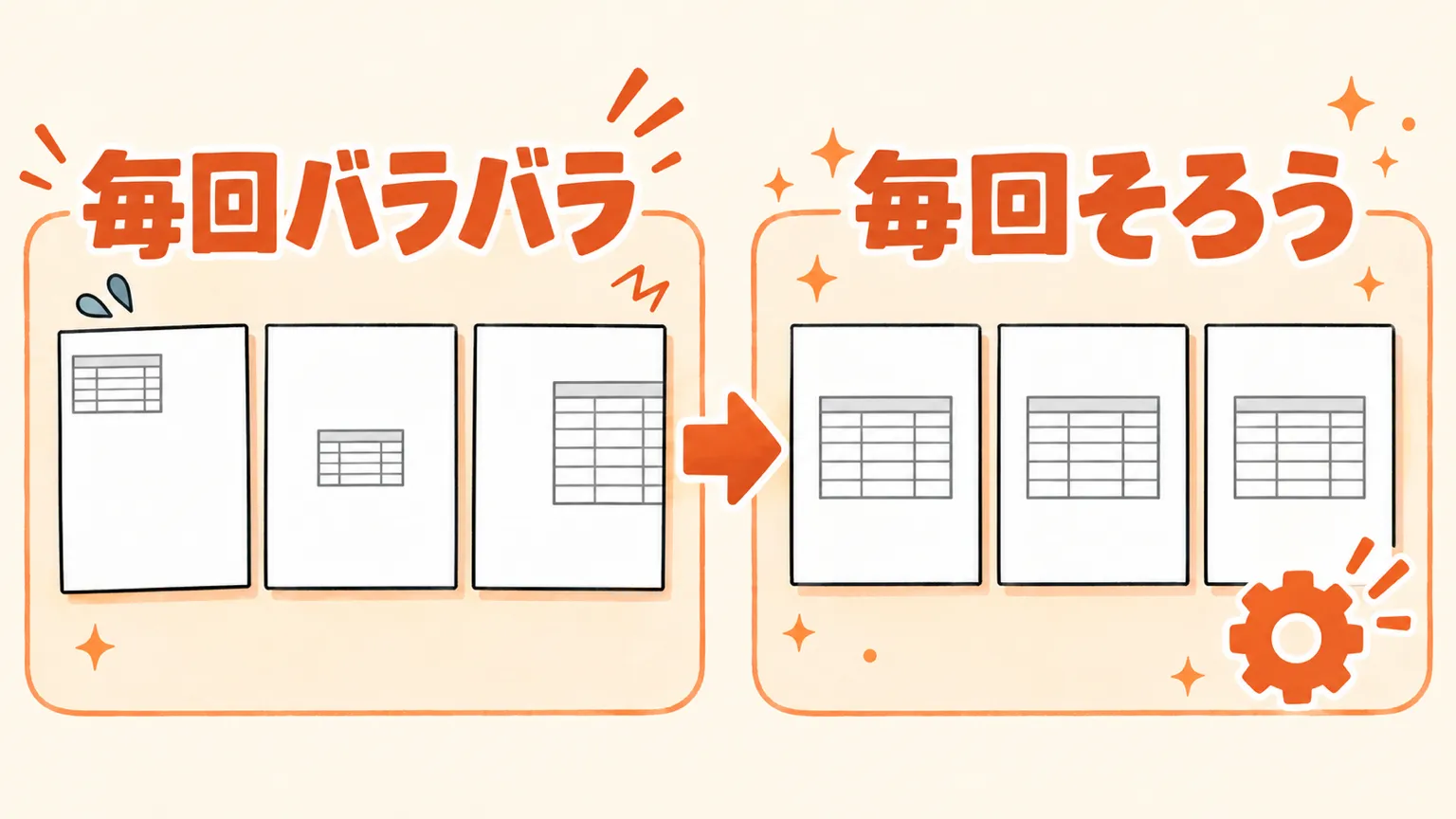 ページ設定が毎回バラバラな請求書と、マクロで毎回そろえた請求書の比較