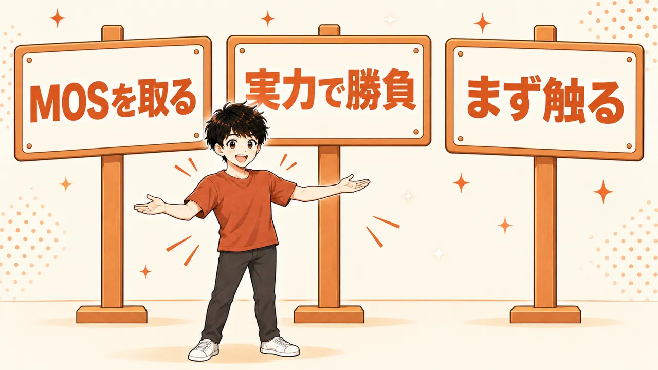 結論：MOSを取る／実力で勝負／まず触る、の3つの分かれ道